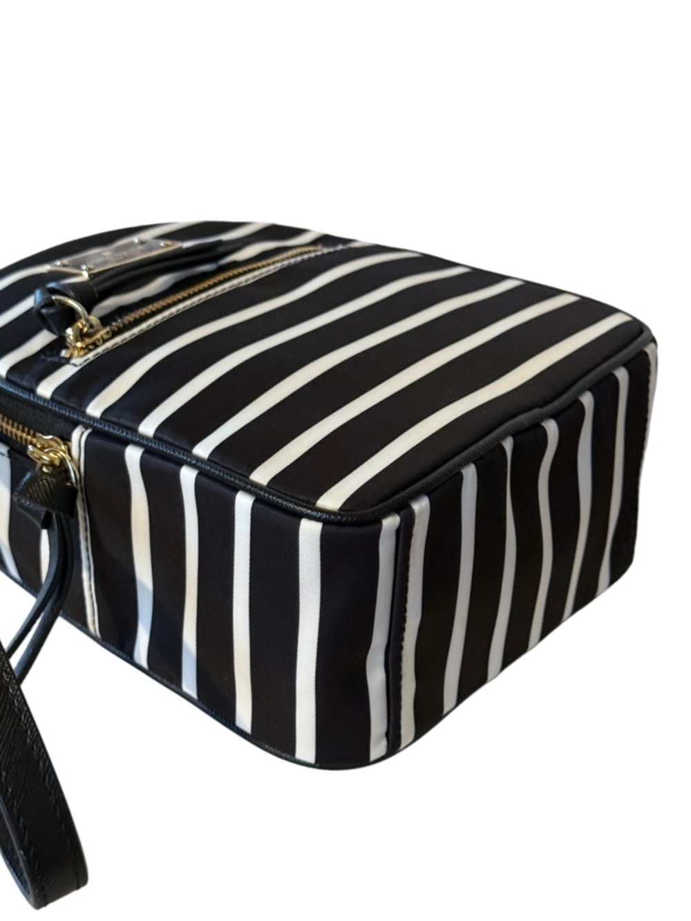 Kate Spade Wilson Road French Stripe Mini Bradley Backpack Black White Nylon Bag - Picture 7 of 17